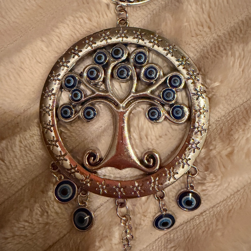 Suncatcher Tree Of life Blue Glass With The Turkish Eye Nazar Watchful Guardian